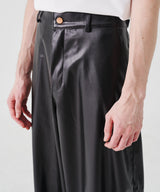 COATED OVERSIZED LEATHER PANTS (BLACK)