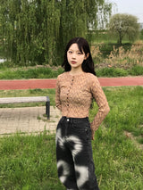 ウェーブプリントデニムパンツ