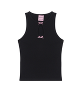 リボンスリーブレストップ / RIBBON SLEEVELESS TOP_BLACK
