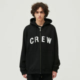 クルーネックフーディージップアップ/CREW HOOD ZIP UP (BLACK)