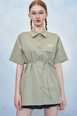 HIDE Cutting Half Sleeves Shirt (Light Khaki) (6570994565238)