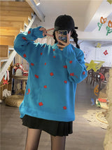 フラワーニット / Blue flower knit