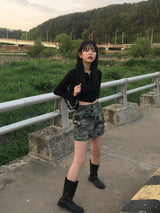 Military cargo mini skirt