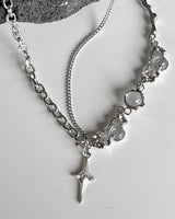 ビーズジュエリーチェーンシルバーネックレス / Smet Beads Jewelry Chain Silver Necklace