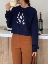 ハートロゴクロップスウェット/HEART LOGO CROP SWEATSHIRTS (NAVY)