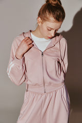 Lace Tape Hood Zip-Up Pink