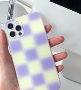 チェックブラーイェローパープルフォーンケース / Check Blur yellowpurple Phone Case