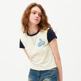 チェリーカラーリングキャップスリーブTシャツ / CHERRY COLORING CAP SLEEVE T-SHIRT [IVORY]