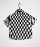 チェッカーボードクロップカラーTシャツ / Checkerboard Crop Collar T-shirt (3color)