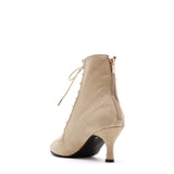 Suede Lace-Up Middle Heel(Beige)