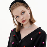 Finger Hole Strawberry Cardigan [Black] (6612251082870)