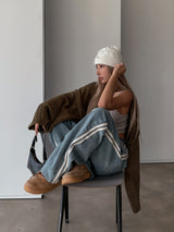 (UNISEX) ピーナッツラインワイドデニムパンツ
