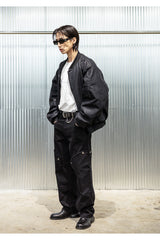 クラックコーテッドデニムMA-1ジャンパー / CRACK COATED DENIM MA-1 JUMPER