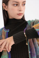 ニッティングウィズドロップチェーンバングルブレスレット/Knitting with drop chain bangle bracelet (Gold)