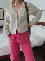 ブロック ニット カーディガン / Block knit cardigan (3color)