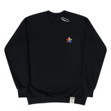 [UNISEX] Rainbow flower smile embroidery white clip sweatshirt (6654938284150)