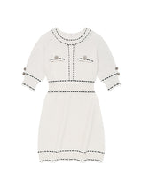 COLOR STITCH POINT KNIT DRESS [IVORY]