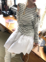 ショルダースリットルーズストリングロングスリーブ
