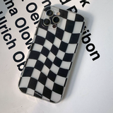 トランスペアレントチェッカーボードブラックフォーンケース / Transparent Checkerboard Black Phone Case