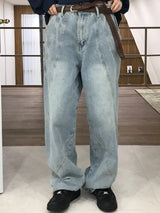 Coupure wide denim pants
