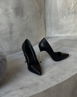 Silver-grooved Stelleto high heels