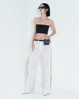 [REORDER] Pleated Logo-Tape Trousers _ White