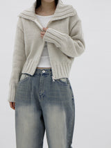 ルベンカラージップアップカーディガン / Ruben Collar Zip-up Cardigan (6color)