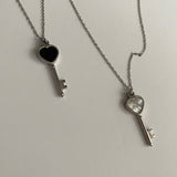 オニキスハートキーネックレス/uy Onyx heart key necklace