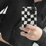 Checkerboard Black Iphone Hard case (6674344378486)