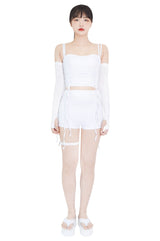 2シャーリングハートネッククロップドスリーブレストップ/two shirring heart neck cropped sleeveless top (white)