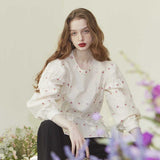 Stripe Flower Blouse (Ivory) (6681239584886)