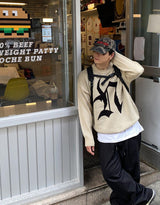 No.0483 lettering round KNIT (4color)