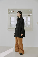 リネンパッチシャツ / unisex linen patch shirts black