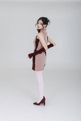 HOLIDAY TURTLENECK DRESS #WINE PINK