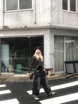 ストライプ2wayクロップフードジップアップ