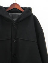 フーデッドウールハーフコート / Hooded wool half coat (2color)