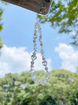 クリアホワイトハートミークリスタルフォンストラップ / Clear White Heart Me Crystal Phone Strap