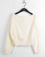 Sar Basic Boat Neck Cozy Cropped Long-Sleeved Knitwear