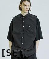 スリーブレスナイロンシャツ＆Tシャツセット/sleeveless nylon shirt & modal tshirt set black