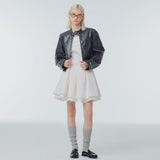 Faux-leather biker jacket