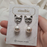 メルビーザキャットシリーズ - パールピアス / Melbie The Cat Series - Pearl Piercing (Silver ver.)