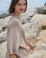 【OUTLET】OVERSIZED FISHNET DETAIL SS SWEATER BEIGE