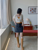 2ボタンデニムスカート / two-button black denim skirt