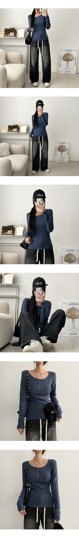 Langto Basic Slim Long-Sleeved T-Shirt