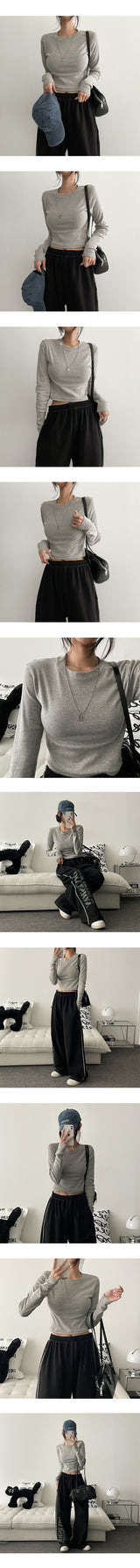 Leah Slim Muji Crop Long Sleeve Tee