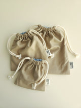 Two tone string pouch - beige S