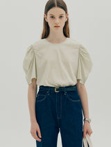 レースアップパフトップ / Lace up puff top - Mint