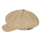 Herringbone label newsboy cap BEIGE