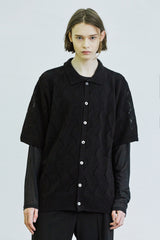 ウェーブニットハーフカーディガン/wave knited half cardigan black