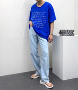 パピラスレタリングUネックショートスリーブTシャツ / OWN Papyrus Lettering U-neck Short-sleeved T-shirt (3 colors)